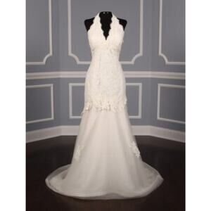 JUSTINA ATELIER Penny Lace Halter Sleeveless Ivory Wedding Dress Gown 8